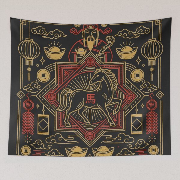 Item preview, Golden God of Wealth and Zodiac Horse Prosperity designed and sold by zzz888.