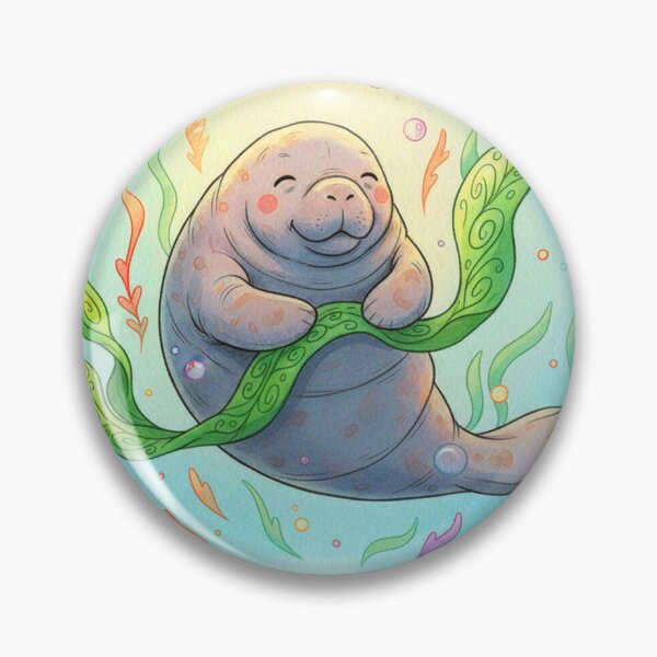 Item preview, Watercolor Manatee Sculpting Seaweed designed and sold by Litely.