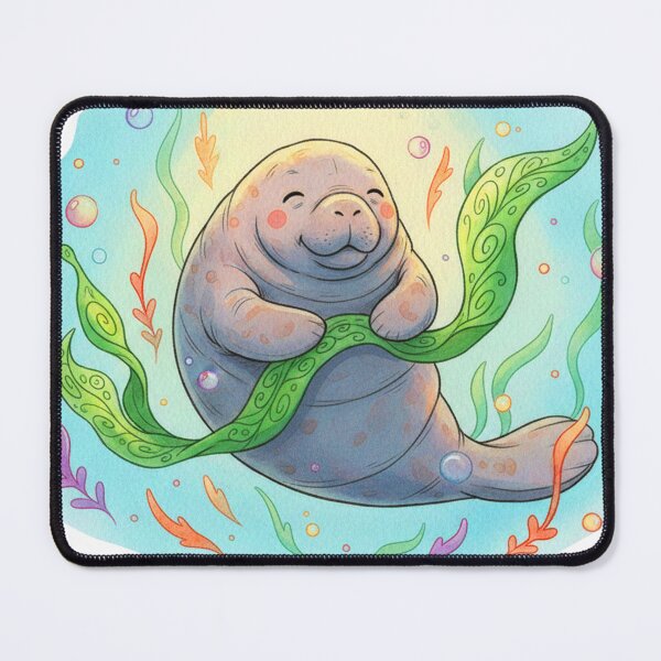 Item preview, Watercolor Manatee Sculpting Seaweed designed and sold by Litely.