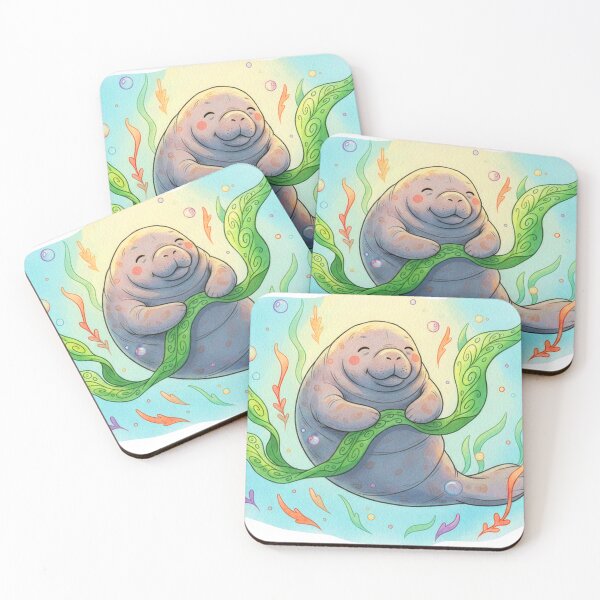 Item preview, Watercolor Manatee Sculpting Seaweed designed and sold by Litely.