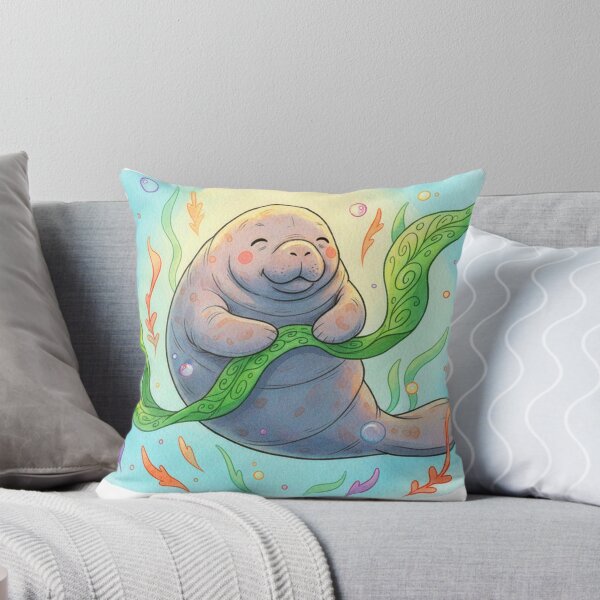 Item preview, Watercolor Manatee Sculpting Seaweed designed and sold by Litely.