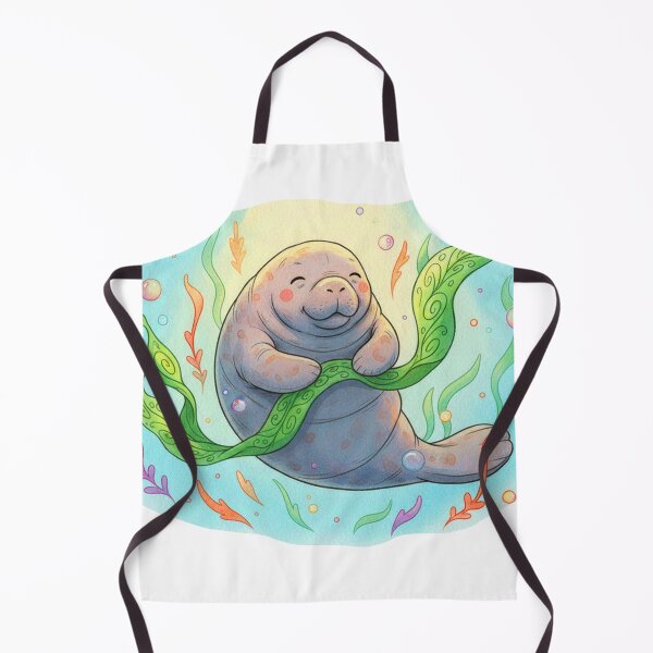 Item preview, Watercolor Manatee Sculpting Seaweed designed and sold by Litely.