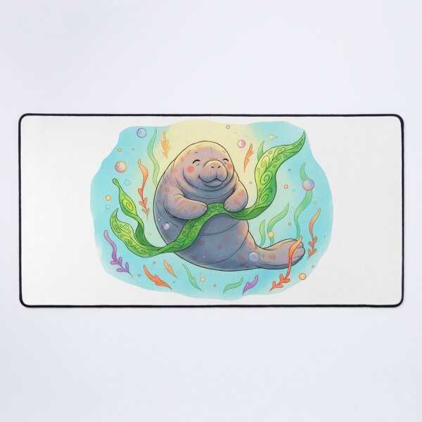 Item preview, Watercolor Manatee Sculpting Seaweed designed and sold by Litely.