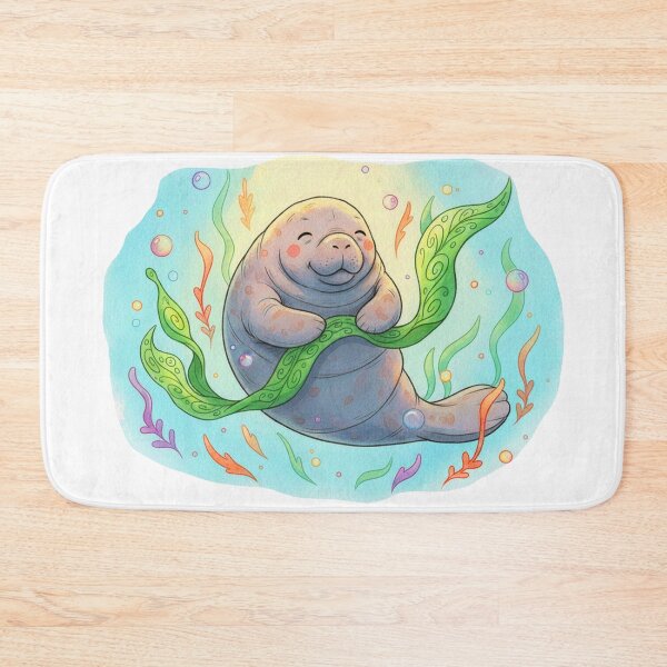 Item preview, Watercolor Manatee Sculpting Seaweed designed and sold by Litely.