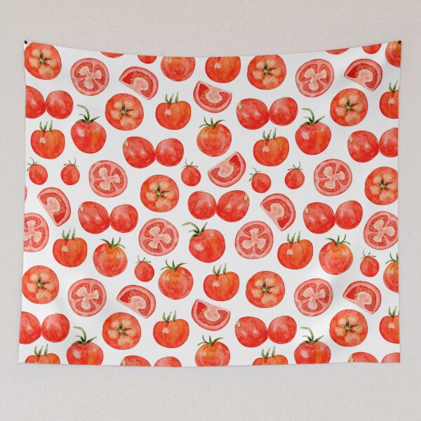 Item preview, Tomatoes in Watercolor (Pattern with White Background) designed and sold by andrebalest.art.