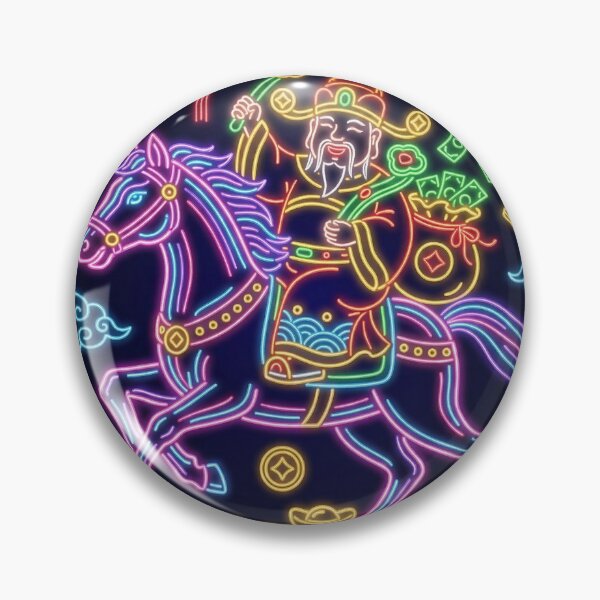 Item preview, Vibrant Neon God of Wealth Caishen Riding Horse designed and sold by zzz888.