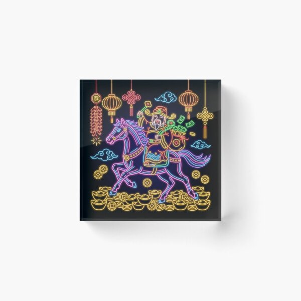 Item preview, Vibrant Neon God of Wealth Caishen Riding Horse designed and sold by zzz888.