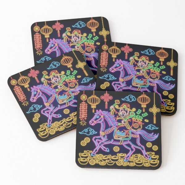 Item preview, Vibrant Neon God of Wealth Caishen Riding Horse designed and sold by zzz888.