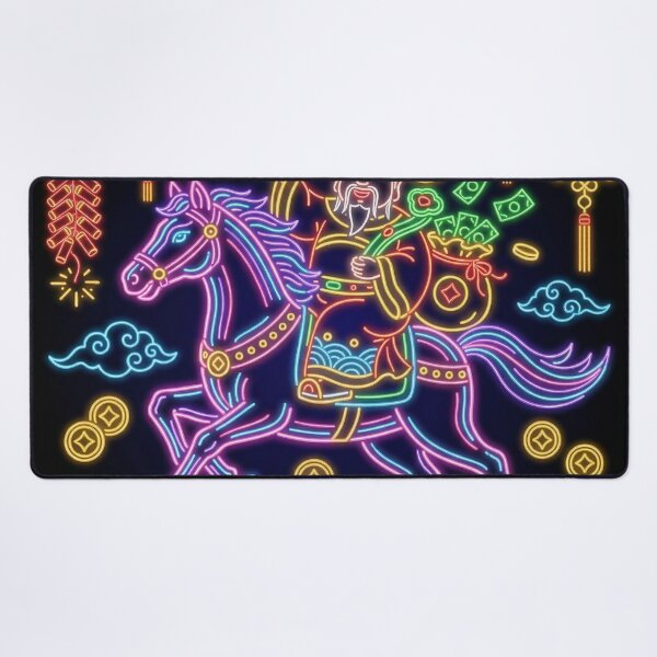 Item preview, Vibrant Neon God of Wealth Caishen Riding Horse designed and sold by zzz888.