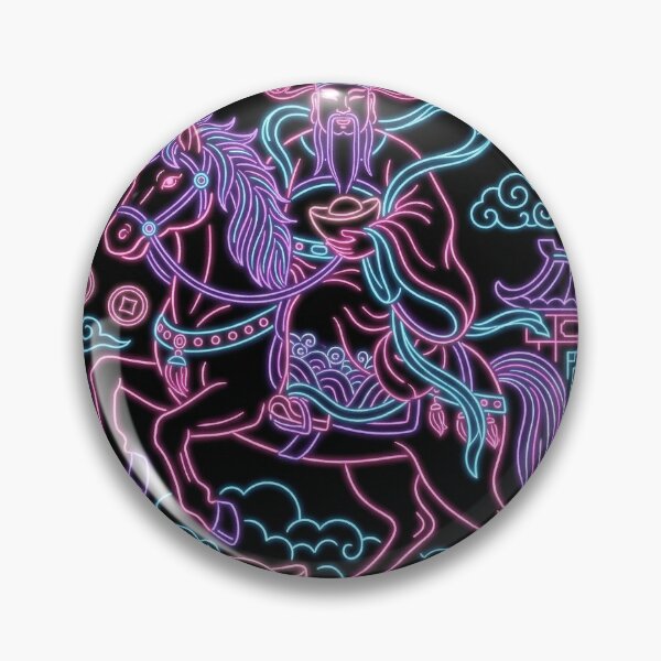 Item preview, Neon Caishen Riding Horse Cyberpunk Prosperity Art designed and sold by zzz888.