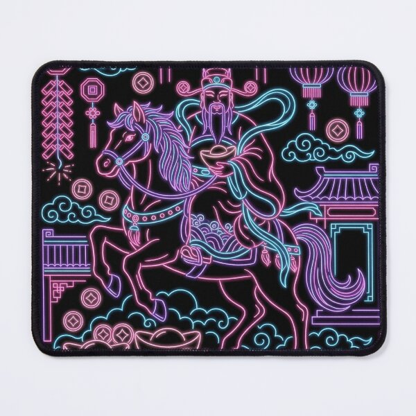 Item preview, Neon Caishen Riding Horse Cyberpunk Prosperity Art designed and sold by zzz888.