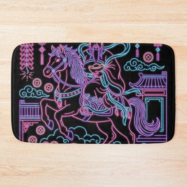 Item preview, Neon Caishen Riding Horse Cyberpunk Prosperity Art designed and sold by zzz888.