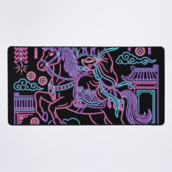 Item preview, Neon Caishen Riding Horse Cyberpunk Prosperity Art designed and sold by zzz888.