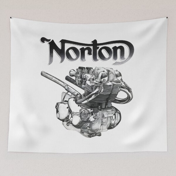 Item preview, Vintage Norton Commando Twin Engine Graphite Illustration designed and sold by CharlieDesings.