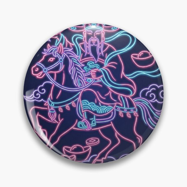 Item preview, Neon Caishen Riding Horse with Longevity Peaches designed and sold by zzz888.