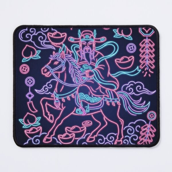 Item preview, Neon Caishen Riding Horse with Longevity Peaches designed and sold by zzz888.