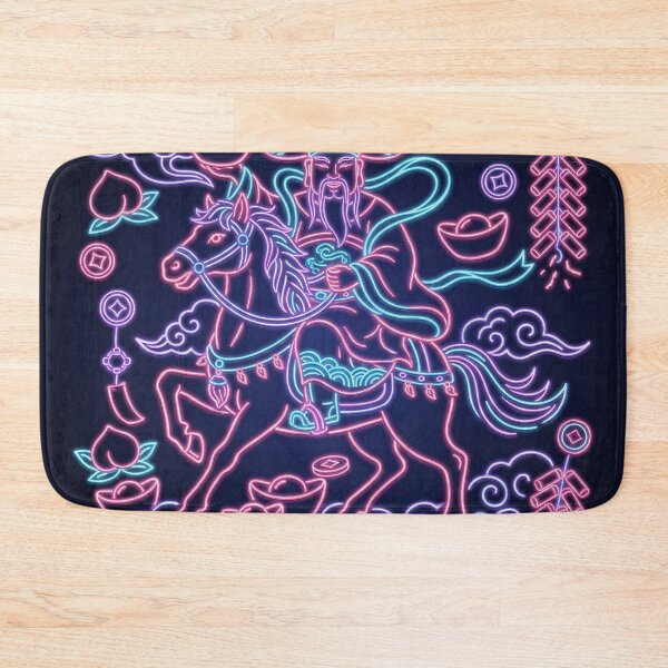Item preview, Neon Caishen Riding Horse with Longevity Peaches designed and sold by zzz888.