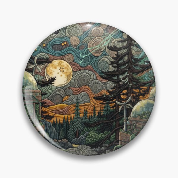 Item preview, Solarpunk Forest Landscape | Futuristic Eco Buildings in Nature designed and sold by PunkVerseStudio.
