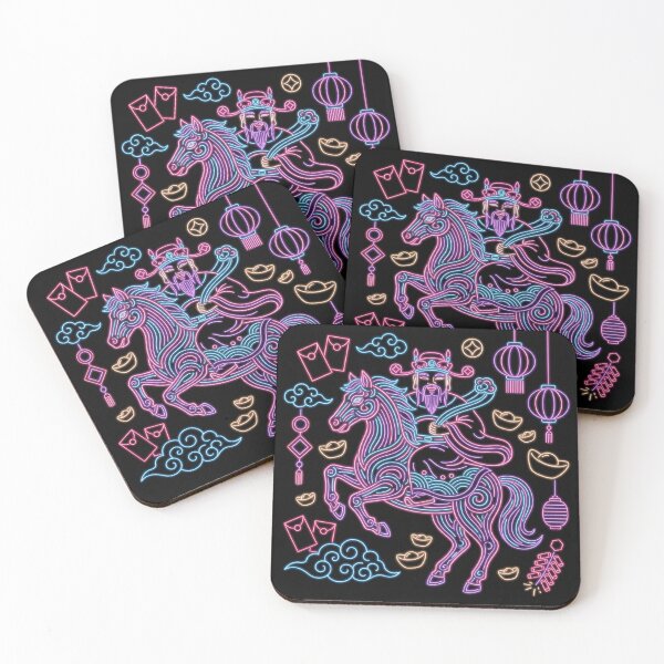 Item preview, Vibrant Neon Caishen Riding Horse and Red Envelopes designed and sold by zzz888.