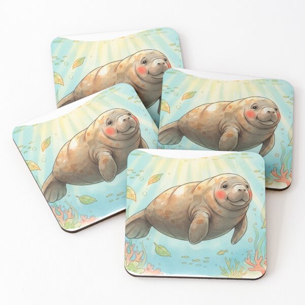 Item preview, Watercolor Manatee Ocean Swim designed and sold by Litely.