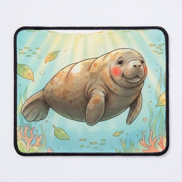 Item preview, Watercolor Manatee Ocean Swim designed and sold by Litely.