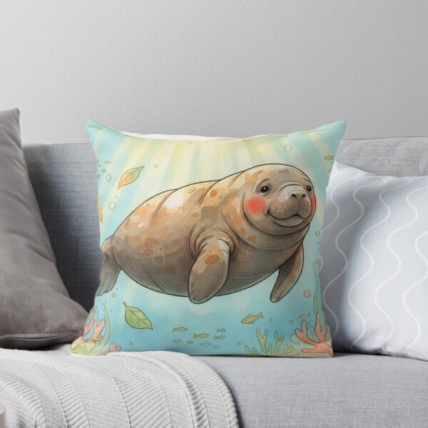 Item preview, Watercolor Manatee Ocean Swim designed and sold by Litely.