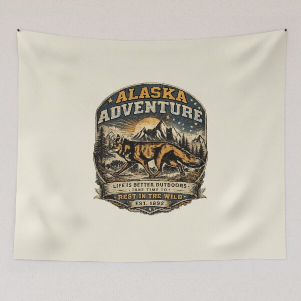 Item preview, Alaska Adventure Vintage Fox Cream / Off White – Retro Outdoor Wildlife Design designed and sold by Studio Yvonne .