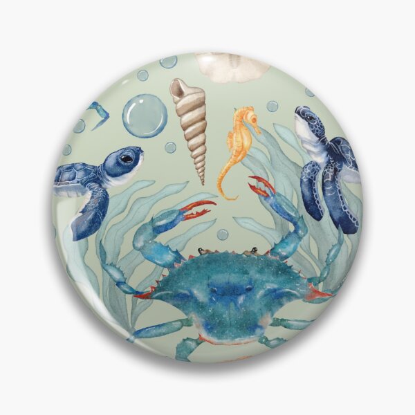 Item preview, Coastal Creatures Watercolor Pattern | Beach Decor | Green designed and sold by mwik2017.