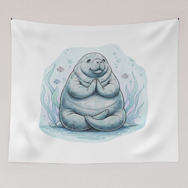 Item preview, Watercolor Manatee Yoga Time designed and sold by Litely.
