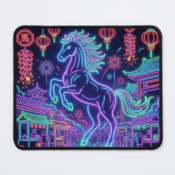 Item preview, Neon Cyberpunk Zodiac Horse Night Market Art designed and sold by zzz888.