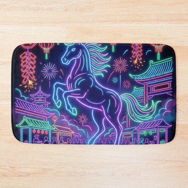 Item preview, Neon Cyberpunk Zodiac Horse Night Market Art designed and sold by zzz888.