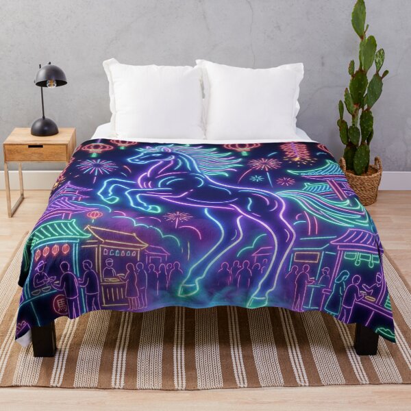 Item preview, Neon Cyberpunk Zodiac Horse Night Market Art designed and sold by zzz888.