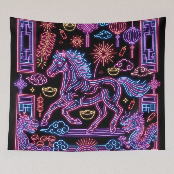Item preview, Neon Cyberpunk Zodiac Horse and Dragon Energy designed and sold by zzz888.