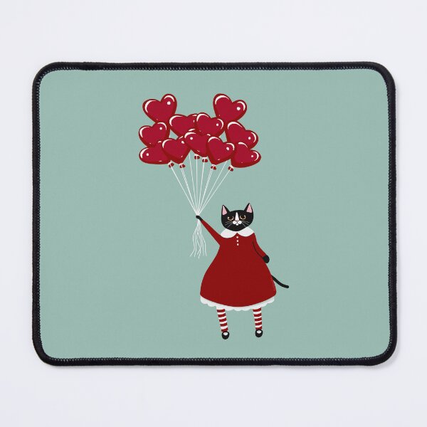 Item preview, Cat with Heart Balloons designed and sold by KilkennyCat Art.