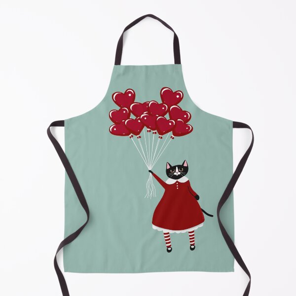 Item preview, Cat with Heart Balloons designed and sold by KilkennyCat Art.