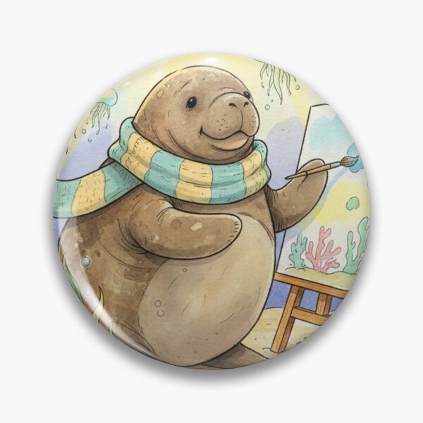 Item preview, Watercolor Manatee Painting Art designed and sold by Litely.