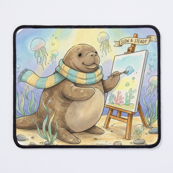 Item preview, Watercolor Manatee Painting Art designed and sold by Litely.