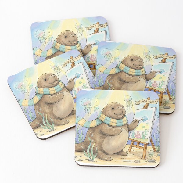 Item preview, Watercolor Manatee Painting Art designed and sold by Litely.