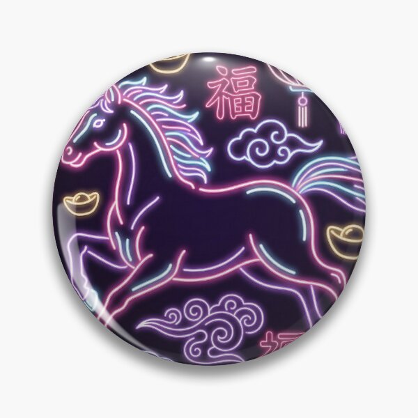Item preview, Neon Glowing Zodiac Horse and Fortune Fu Character designed and sold by zzz888.