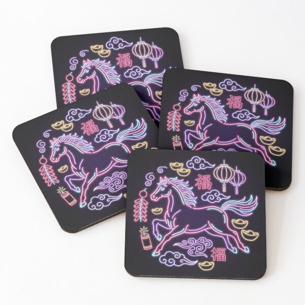 Item preview, Neon Glowing Zodiac Horse and Fortune Fu Character designed and sold by zzz888.