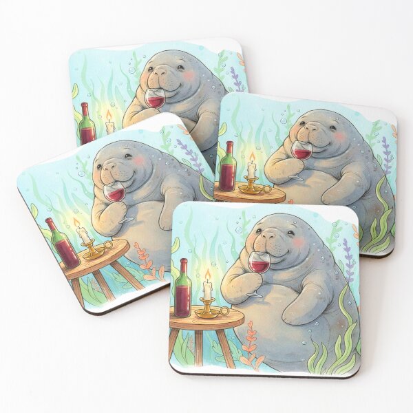 Item preview, Watercolor Manatee Wine Night designed and sold by Litely.