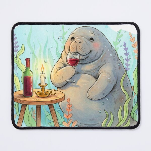 Item preview, Watercolor Manatee Wine Night designed and sold by Litely.