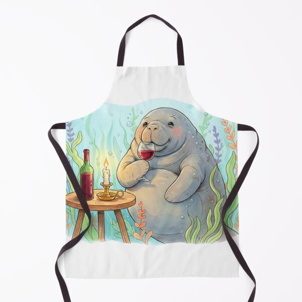 Item preview, Watercolor Manatee Wine Night designed and sold by Litely.
