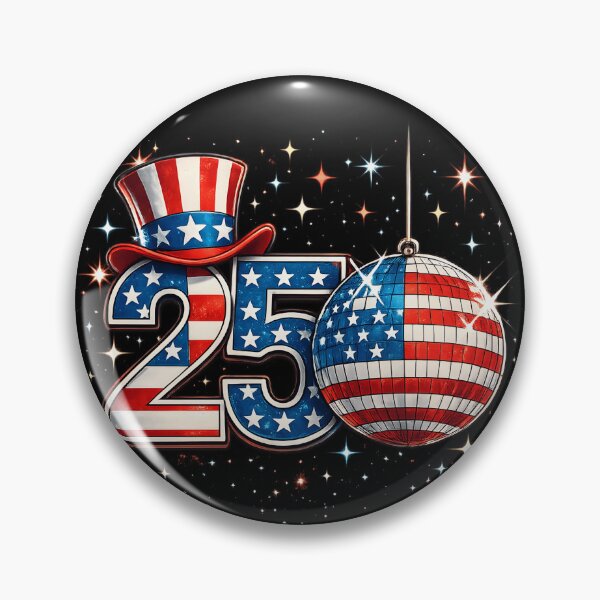 Item preview, 25th Anniversary USA Patriotic Disco Ball Graphic T-Shirt, Red White Blue Stars Stripes America Celebration Party Retro Tee designed and sold by JoyBoyStudio1.