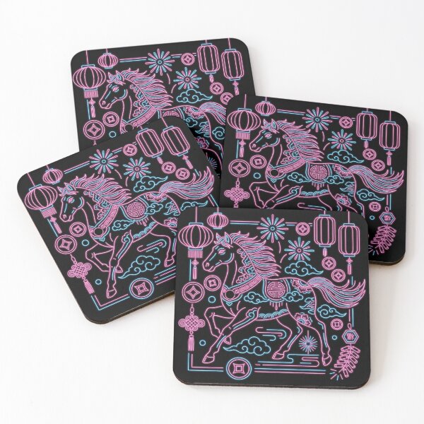 Item preview, Neon Cyberpunk Zodiac Horse and Auspicious Symbols designed and sold by zzz888.