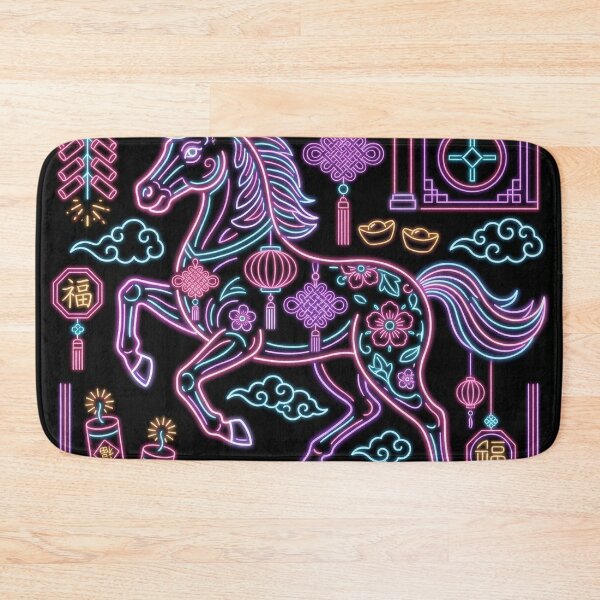 Item preview, Neon Floral Zodiac Horse and Fortune Symbols designed and sold by zzz888.