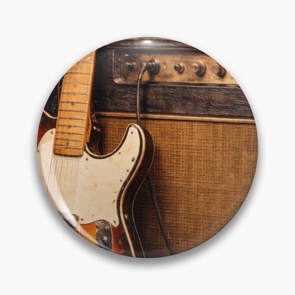 Item preview, Electric guitar leaning against a vintage tube amplifier designed and sold by grittymusicart.