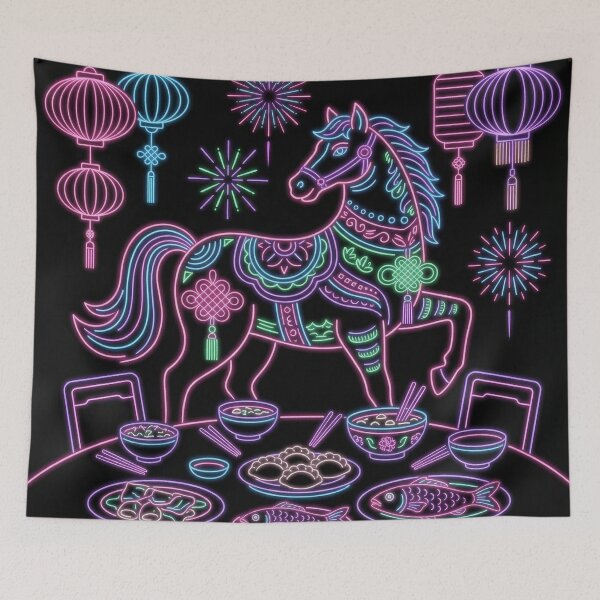 Item preview, Neon Zodiac Horse and Lunar Reunion Feast designed and sold by zzz888.
