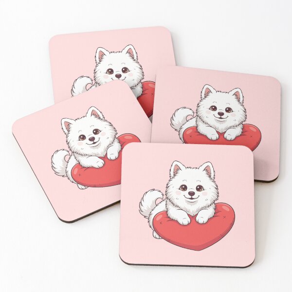 Item preview, Cute Samoyed Puppy Holding Red Heart – Valentine Dog designed and sold by The Real Life Symphony.