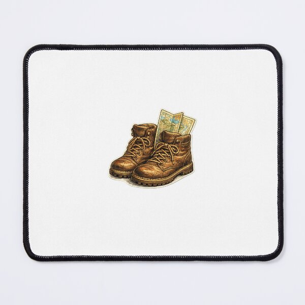 Item preview, Hiking boots with map – Outdoor adventure travel motif designed and sold by LongIslandDesgn.
